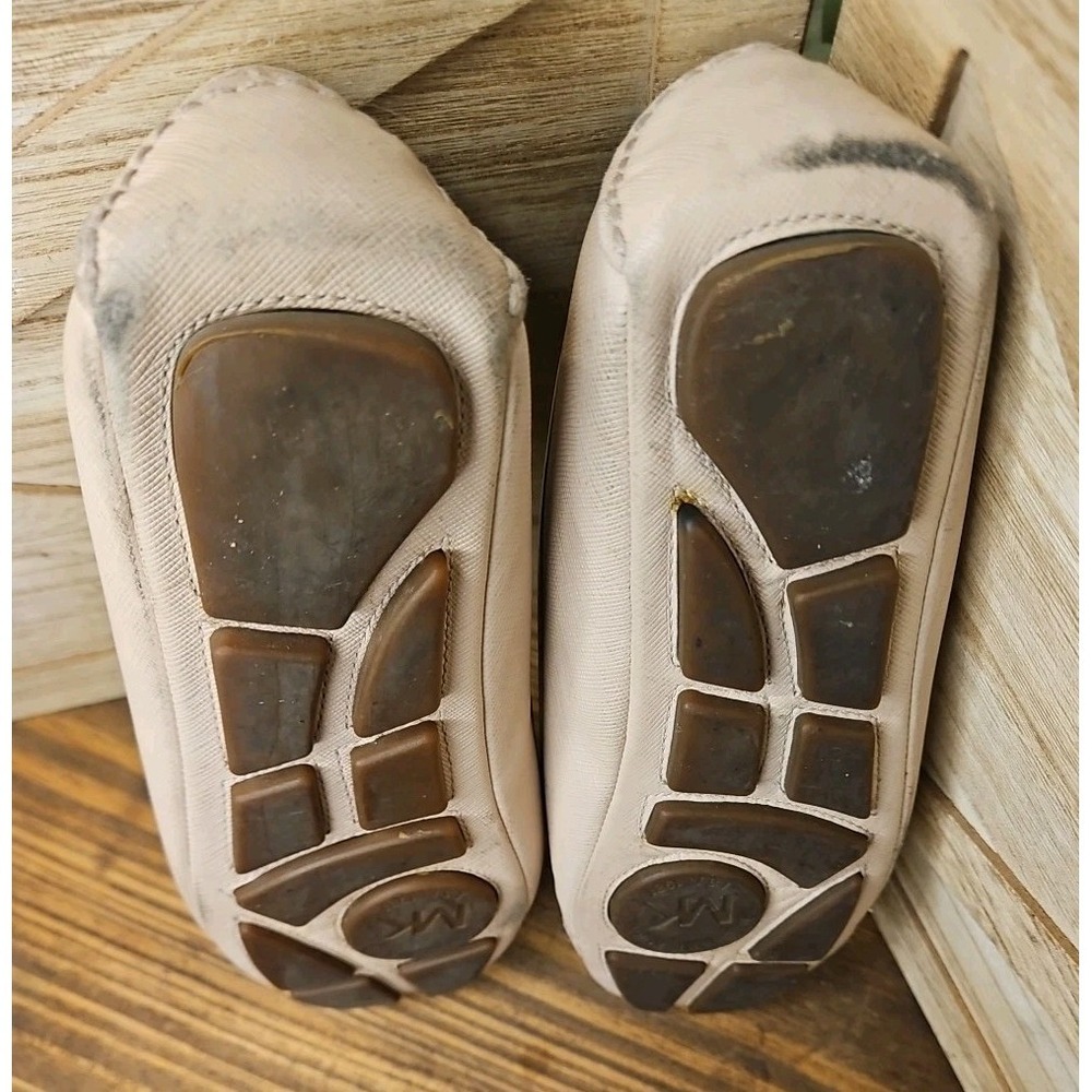 Michael Kors Sz 7.5 Blush Leather Fulton Moccasin Ballet Flats Gold MK Logo #437 - Picture 7 of 8